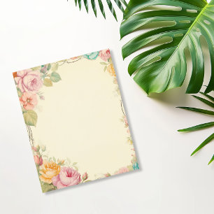 Vintage Pink Orange Roses Scrapbook Paper