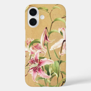 Vintage Pink Oriental Lily Botanical Flower Art iPhone 16 Case