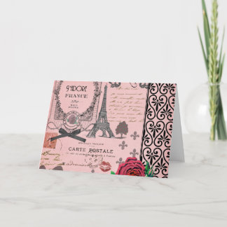 Vintage Pink Paris Collage Card
