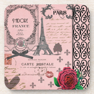 Vintage Pink Paris Collage coasters