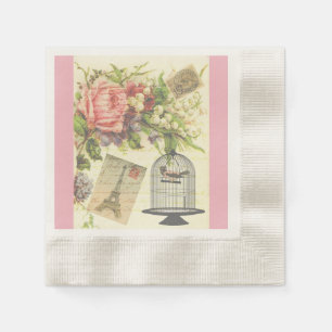 Vintage Pink Paris French Theme Paper Napkins