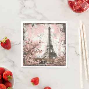 Vintage Pink Paris Pattern Napkin