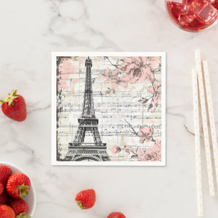Vintage Pink Paris Pattern Napkin