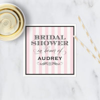Vintage Pink Parisian Stripes Bridal Shower