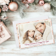 Vintage Pink Pastel Holiday Photo Card