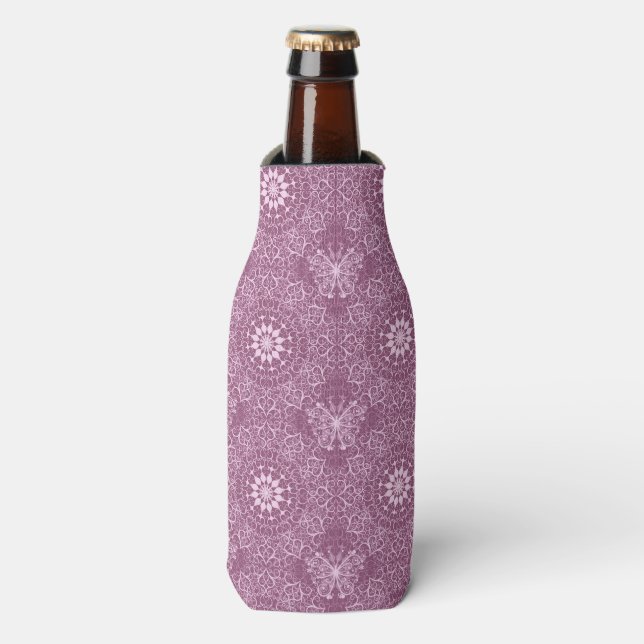 Vintage Pink Pattern Bottle Cooler (Bottle Front)