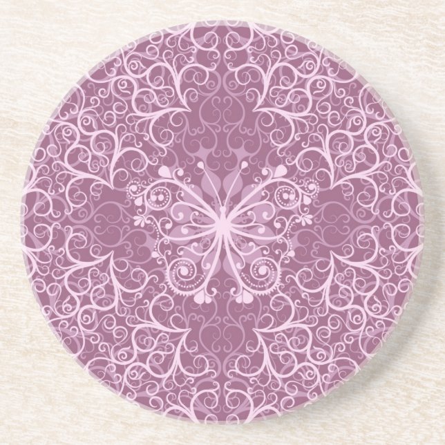 Vintage Pink Pattern Coaster (Front)
