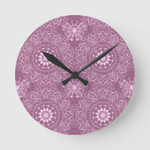 Vintage Pink Pattern Round Clock