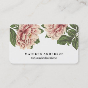 Vintage Pink Peonies Business Card