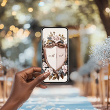 Vintage Pink Peonies Rococo Wedding Crest