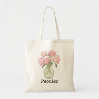 Vintage Pink Peonies Watercolor Art - Botanical  Tote Bag