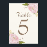 Vintage Pink Peonies Wedding Table Numbers Card<br><div class="desc">Elegant table number cards featuring hand-painted pink peonies on an ivory background. This is a part of a wedding suite. Matching items are available.</div>
