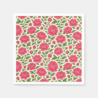 Vintage Pink Peony Floral Cottagecore Garden Party Napkin