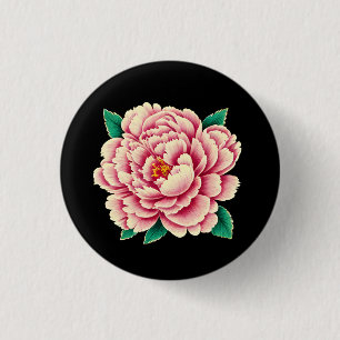 Vintage Pink Peony Flower 3 Cm Round Badge