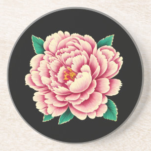 Vintage Pink Peony Flower Coaster