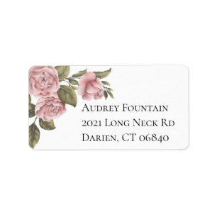 Vintage Pink Peony Flower Elegant Floral Label