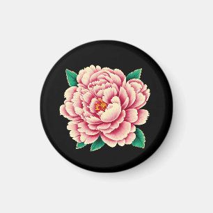 Vintage Pink Peony Flower Magnet