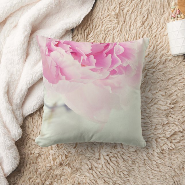 Vintage Pink Peony Mason Jar Cushion (Blanket)