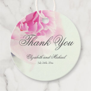 Vintage Pink Peony Mason Jar Wedding Thank You Favour Tags
