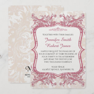 Vintage Pink Peony Wedding Invitation