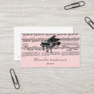 Vintage Pink Pianist Music Teacher Business Card