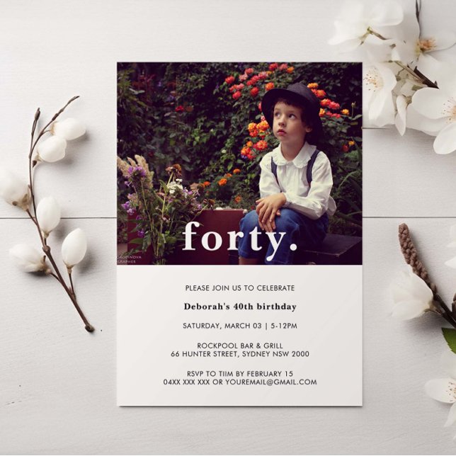 Vintage Pink Plaid 40th Birthday Photo Invitation (Creator Uploaded)