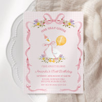 Vintage Pink Plaid One Silly Goose 1st Birthday