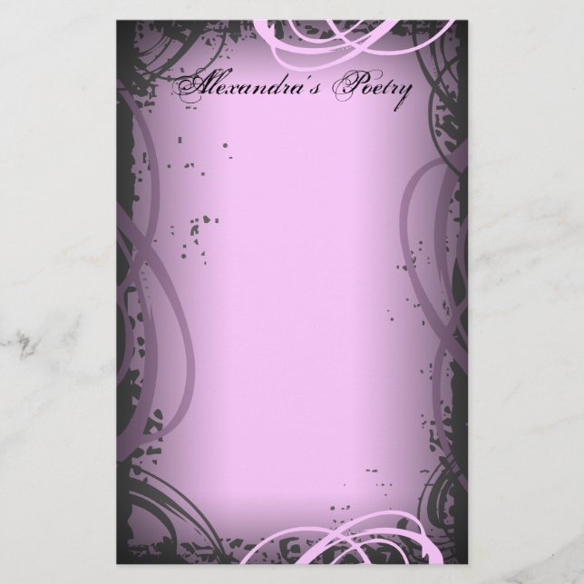 Vintage Pink Poetry Stationery (Front)