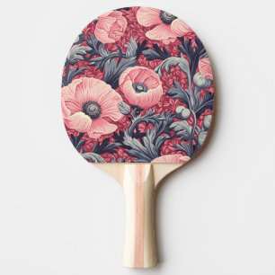 Vintage Pink Poppies Floral Ping Pong Paddle
