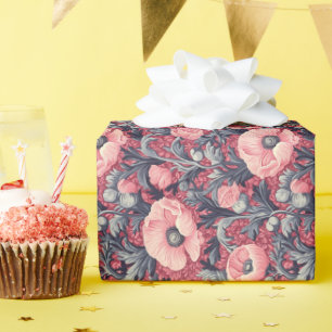Vintage Pink Poppies Floral  Wrapping Paper