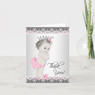 Vintage Pink Princess Baby Shower Thank You Cards