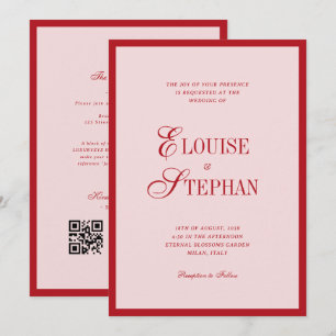 Vintage Pink & Red Botanical Luxe Garden Wedding Invitation