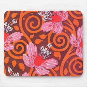 Vintage Pink, Red, Grey Deco Butterfly Mousepad
