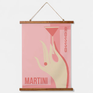 Vintage pink red martini rosso poster hanging tapestry