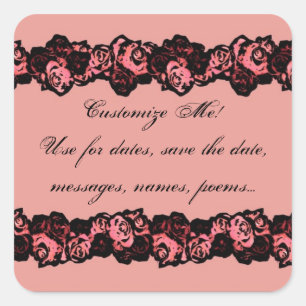 Vintage pink red roses customisable words stickers