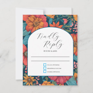 Vintage Pink Romantic Wedding RSVP Card