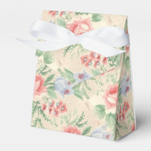 Vintage Pink Rose and Blue Flower Pattern Favour Box