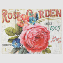 Vintage pink rose any purpose party tissue