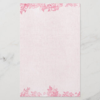 Vintage Pink Rose Border (2) Stationery