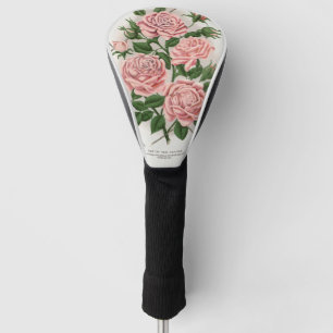 Vintage Pink Rose Botanical Cottagecore Art Golf Head Cover
