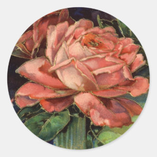 Vintage Pink Rose Classic Round Sticker