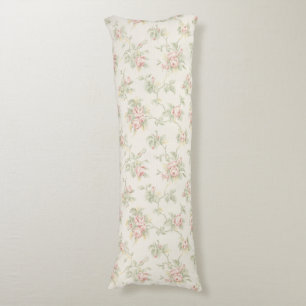 Vintage Pink Rose Cottagecore Floral Pattern Body Cushion