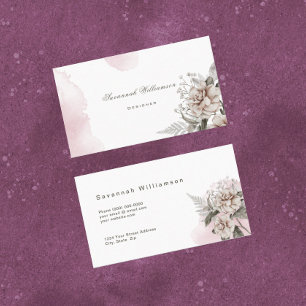 Vintage Pink Rose Customisable  Business Card