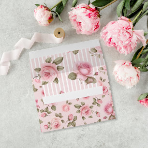Vintage Pink Rose Floral Bridal Shower  Envelope