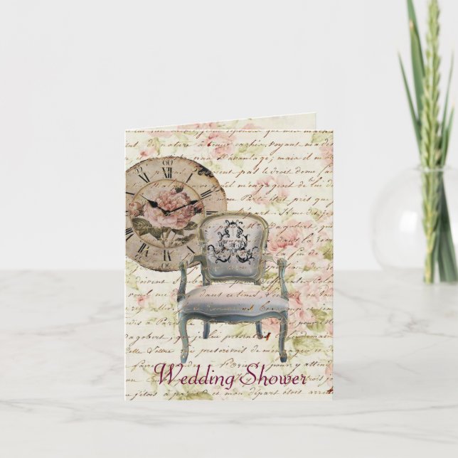 Vintage Pink Rose Floral steampunk Wedding Invitation (Front)