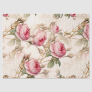 Vintage Pink Rose Flower Garden Decoupage Tissue Paper