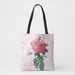 Vintage Pink Rose Flower Tote Bag