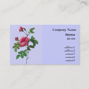 vintage pink rose flowers business card
