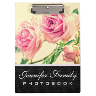 Vintage Pink rose flowers Clipboard