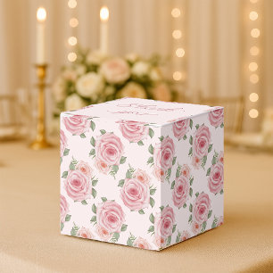 Vintage pink rose garden cottage floral pattern favour box